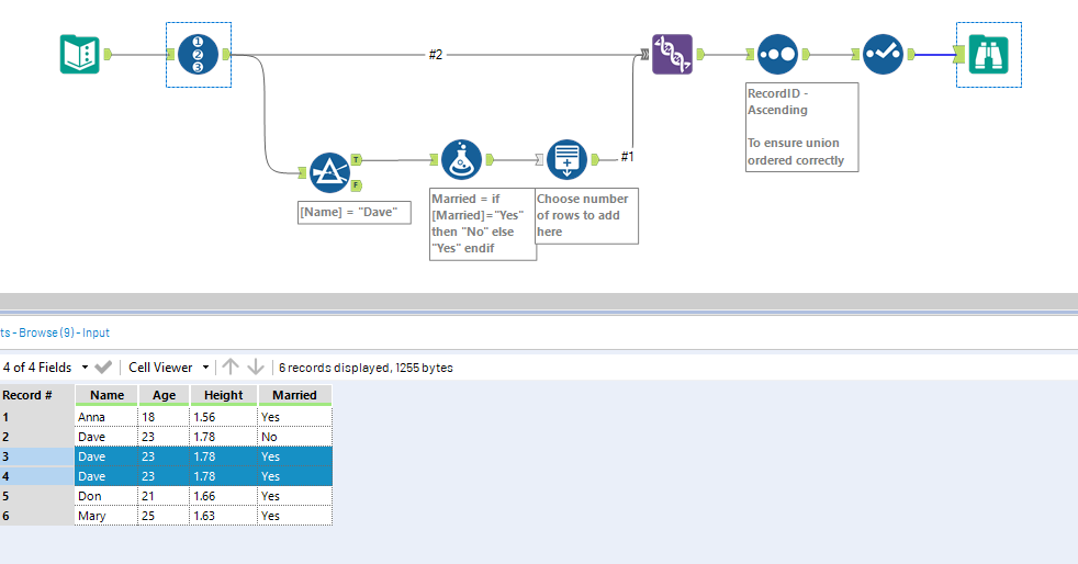 Add new rows conditionally based on strings in other rows - Alteryx