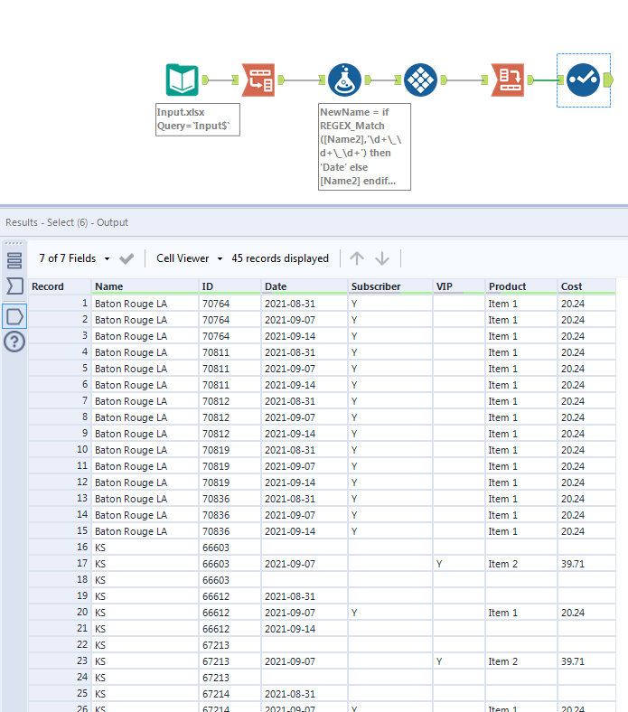 Help transposing multiple (unknown) columns into one column - Alteryx