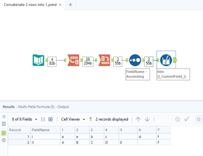 Combine (Concatenate) values from two rows for all fileds - Alteryx