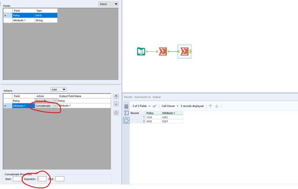 Create a single record combining values from multiple records - Alteryx