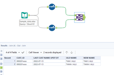 Aligning Texts in two different Columns when they 'Match' - Alteryx