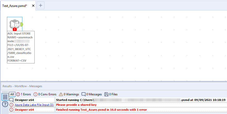 Azure Data Lake File Input Issue - Alteryx