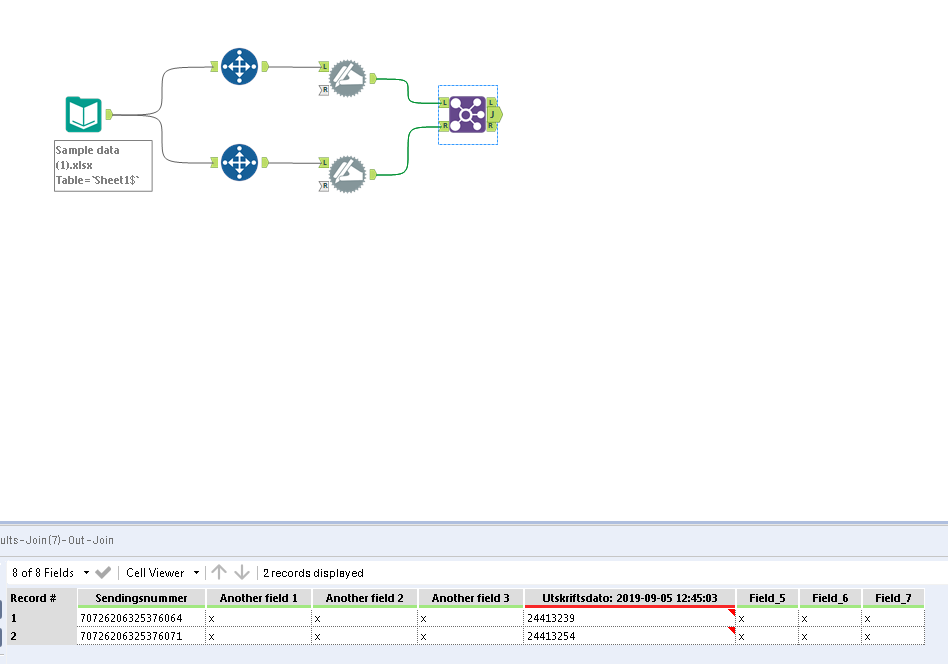 Split data into 2 streams - Alteryx