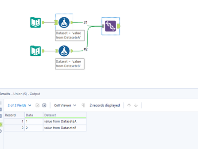 Create new column based on which dataset the row is coming from - Alteryx
