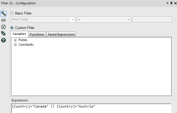 Filtering Country - Alteryx