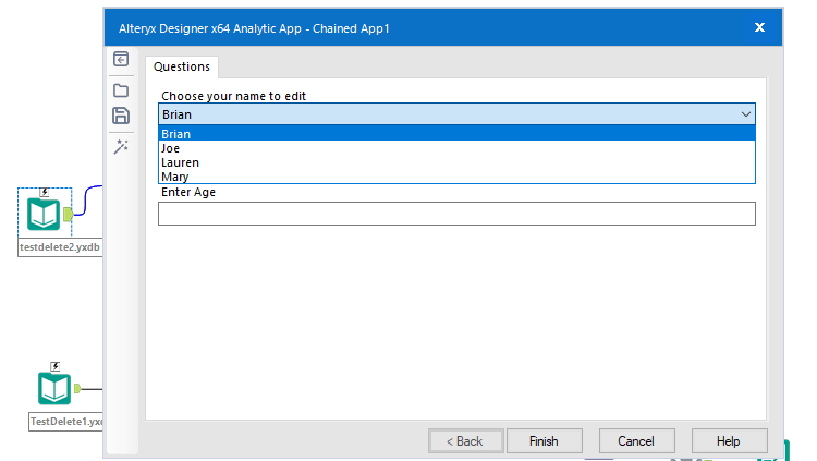 App not reading input file for drop down selection - Alteryx