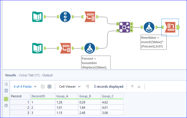How to multiply to multiple columns in one table - Alteryx
