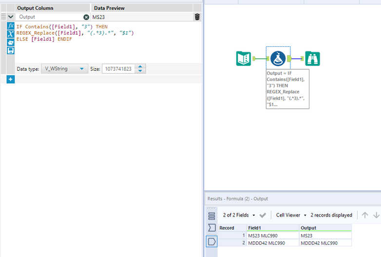 Filter the contents of field based on value - Alteryx