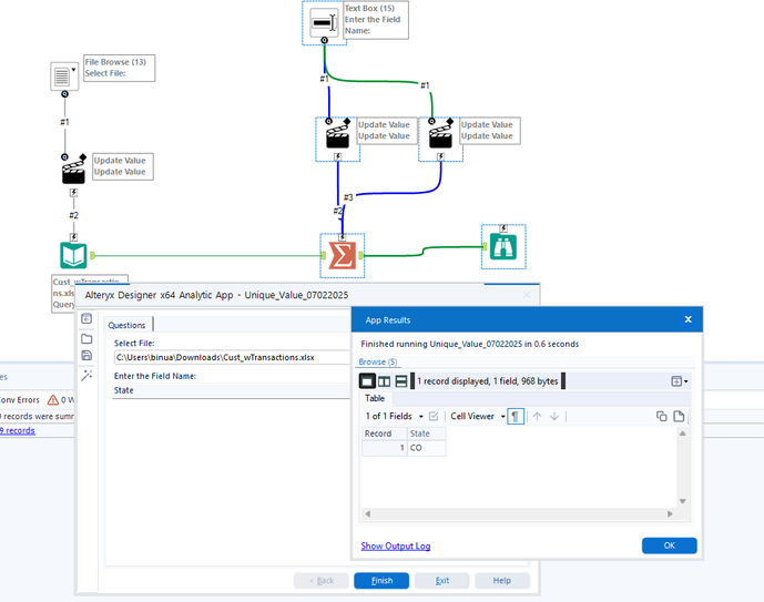 Update Unique Tool using the Dynamic Action Tool - Alteryx