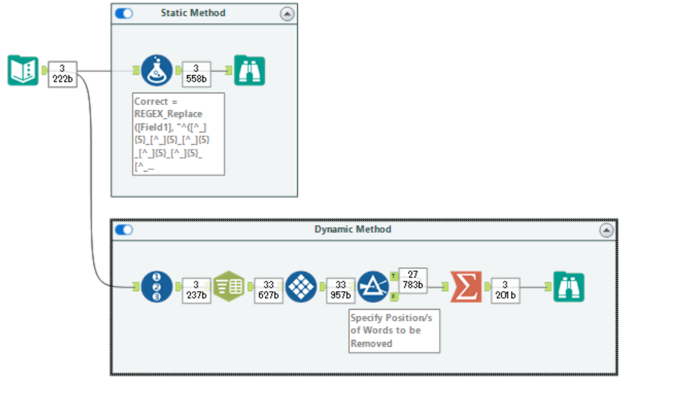 Remove certain words from string field and keep the remaining - Alteryx