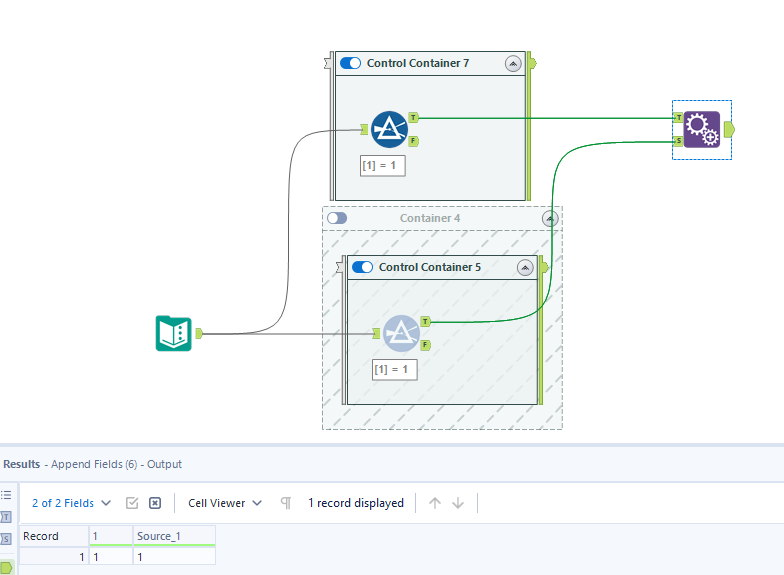 Control Containers still run in disabled containers - Alteryx