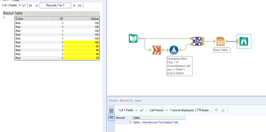 Multi-row formula to identify changing values - Alteryx