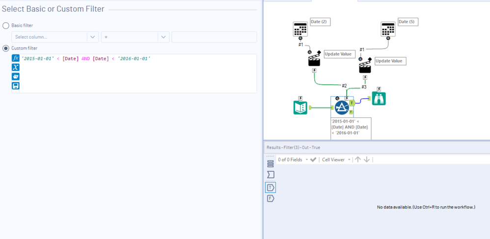 Pass dates entered via date interface tool into filter - Alteryx