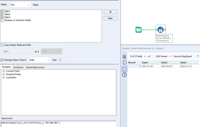 Multiple field format Changes String to date - Alteryx