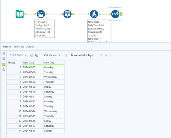 Generating Rows for missing Saturdays and Sundays - Alteryx