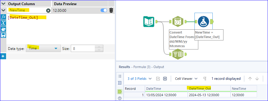 Date Time format to Time - Alteryx
