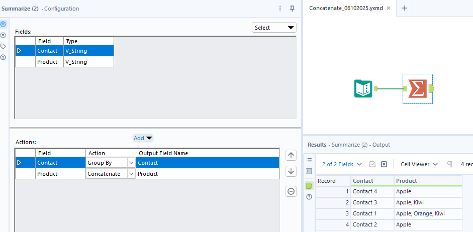 How to concatenate - Alteryx