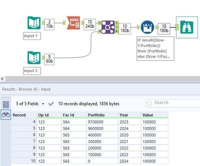 Iterative calculation between columns with the previous row - Alteryx