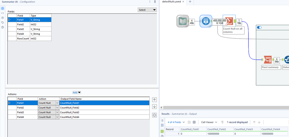 Detection of null values in multiple columns - Alteryx