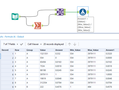 Using a formula on rows with the same group - Alteryx