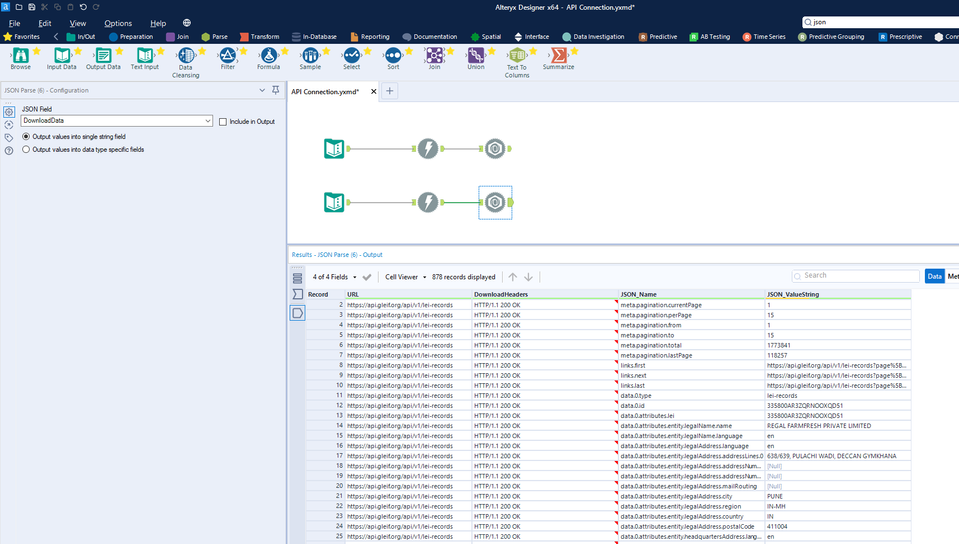 How Looks Like Api Connect API Lookup Connection DownLoad transfer error - Alteryx
