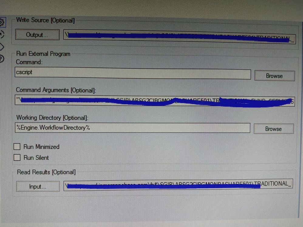 Cscript Run command is not working in server but is works in desktop ...