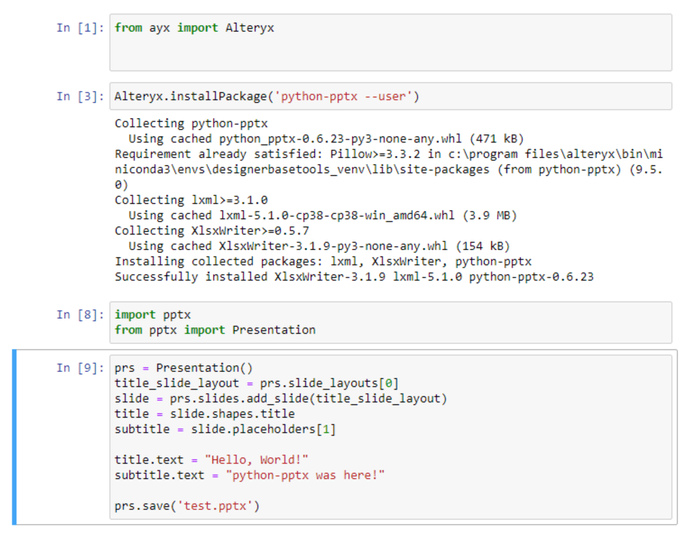 Importing 'python-pptx' - Alteryx