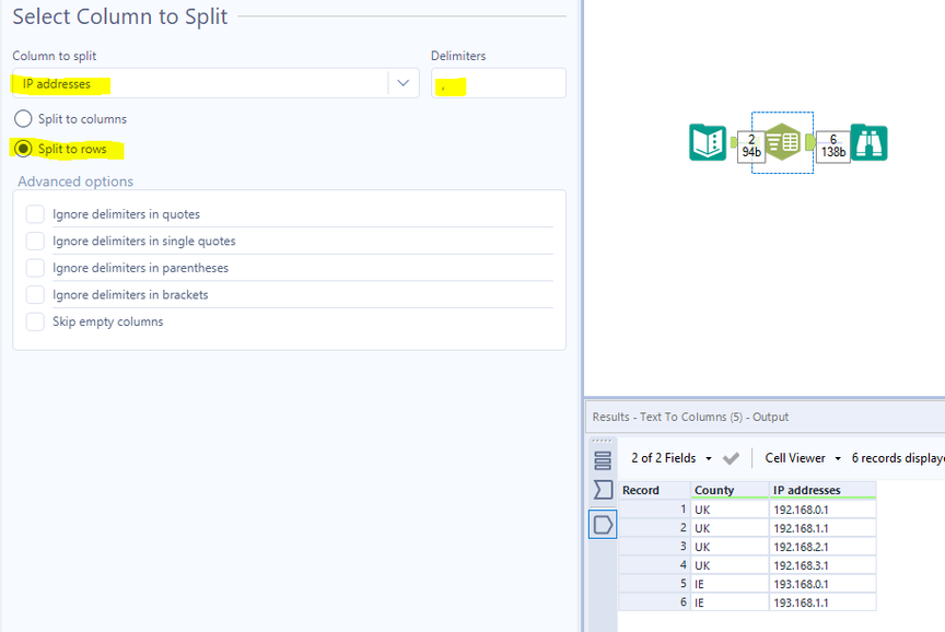 Split CSV field into Columns - Alteryx