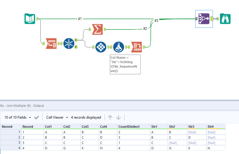 find disinct strings across multiple columns - Alteryx