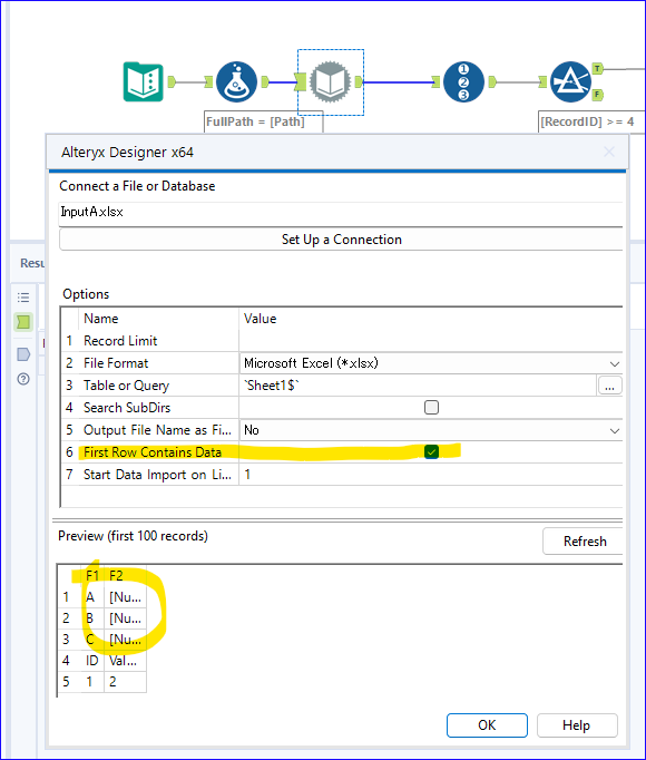 Reading data from a specific line when using dynamic input tool with ...