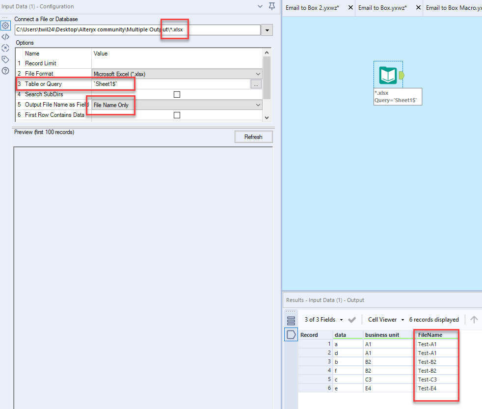 Dynamic Input Same Tab From Multiple Files - Alteryx