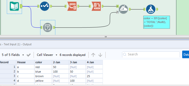 create row to sum total of each column - Alteryx