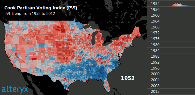 Changes in Partisanship for US Counties Through Time Changes in Partisanship for US Counties Through Time