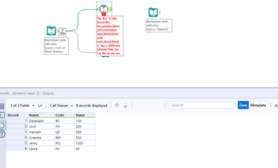 Dynamic Input - Multiple Sheets On One Excel File - Null Fields - Alteryx