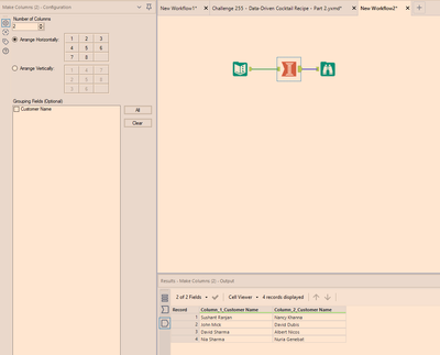 split few rows in separate column - Alteryx