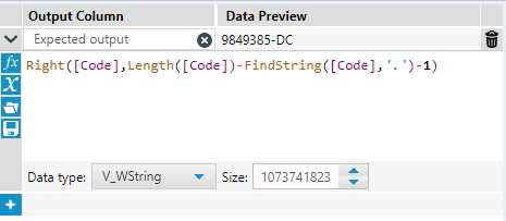 Removing the characters before the period - Alteryx
