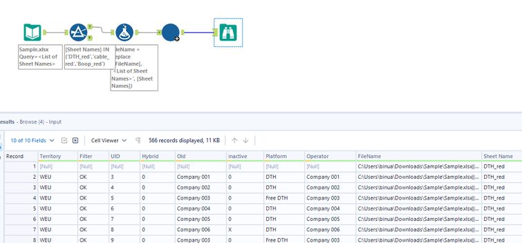 Input / Dynamic Input Tool with Sheets - Alteryx
