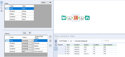 Sum based on multiple field names - Alteryx