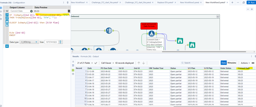 Formula to strip off letters in a column not working - Alteryx
