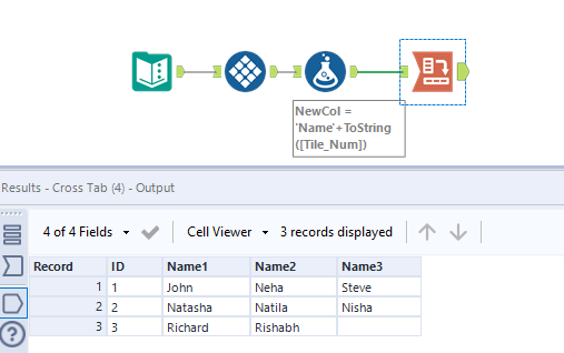 Rows to columns based on id and date - Alteryx