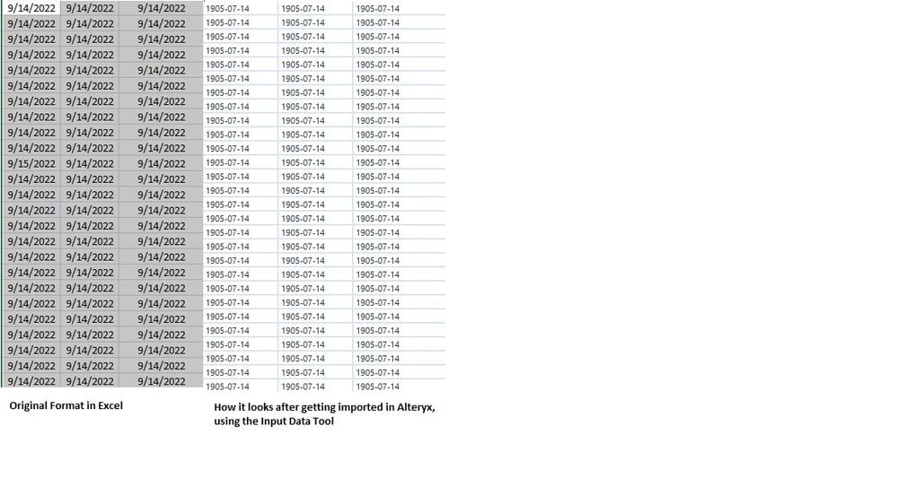 Wrong Date coming in Alteryx when using Input Data Tool from an Excel ...