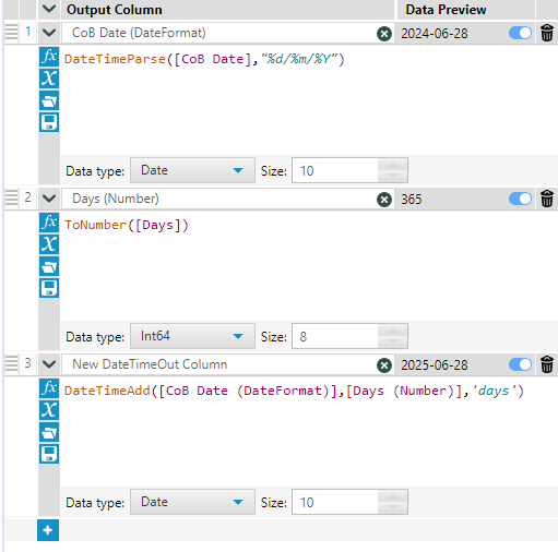 Create new date column by adding Column [Days] to a date - Alteryx