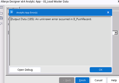 Error while writing output to Excel file - Alteryx