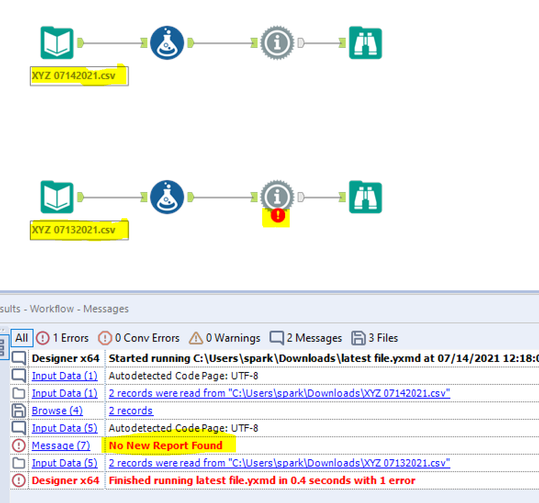 How to Stop Workflow if No new Input file is saved - Alteryx