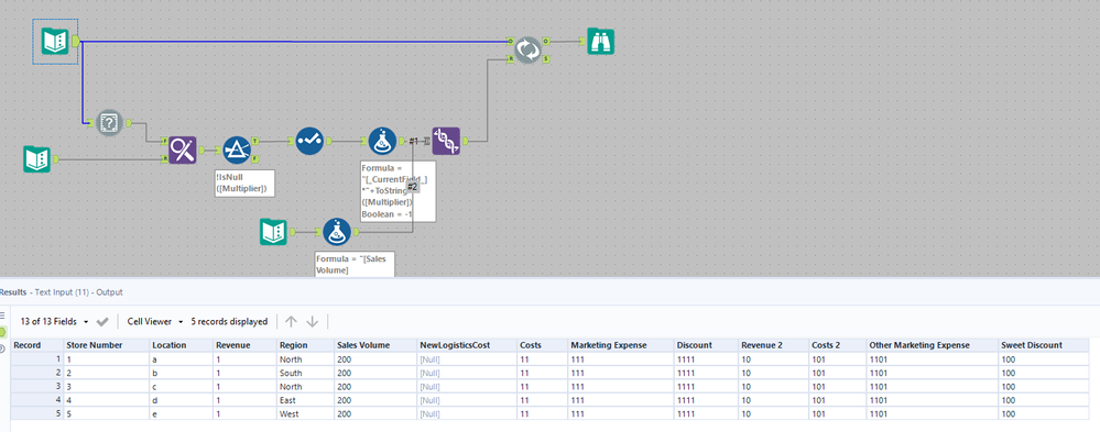 Index/Match and multiply new values across an entire column - Alteryx