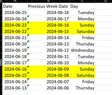 Previou Week Option Getting Previous Week excluding Weekends and Holidays - Alteryx
