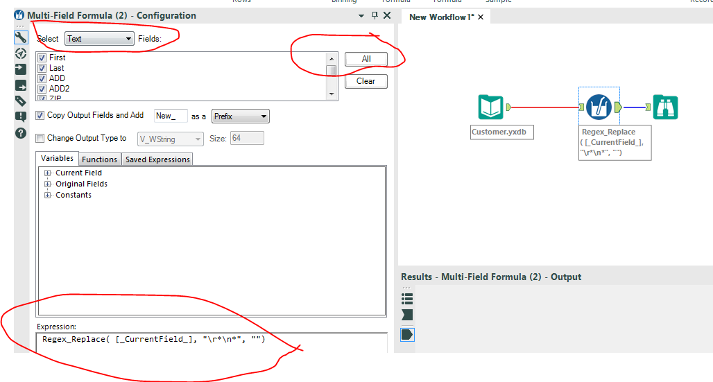 Remove new line characters - Alteryx
