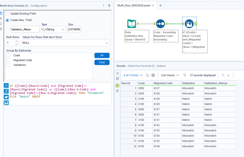 Data validation in two columns - Alteryx