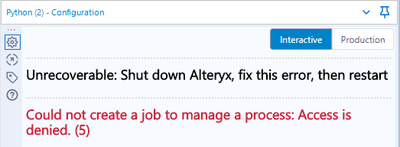 Python interactive section gives error - Alteryx