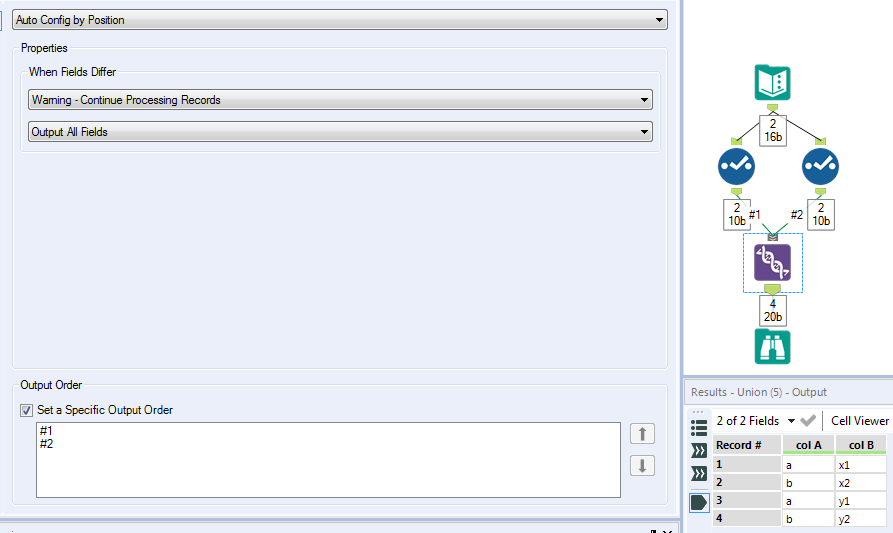 Merging columns with one column under the other - Alteryx